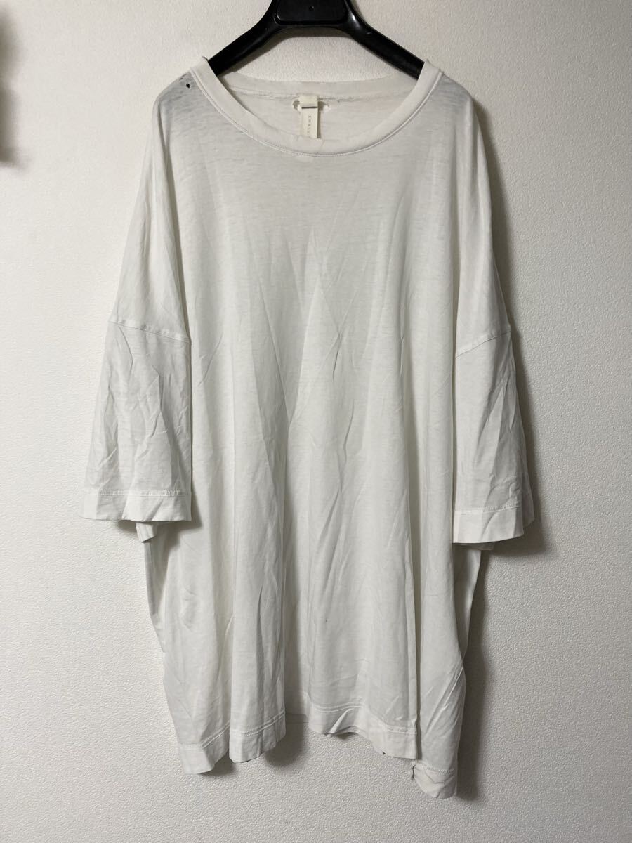 shinya kozuka 22SS MASSIVE RINGER オーバーサイズ リンガーTシャツ オフホワイト 赤ステッチ ジャンク