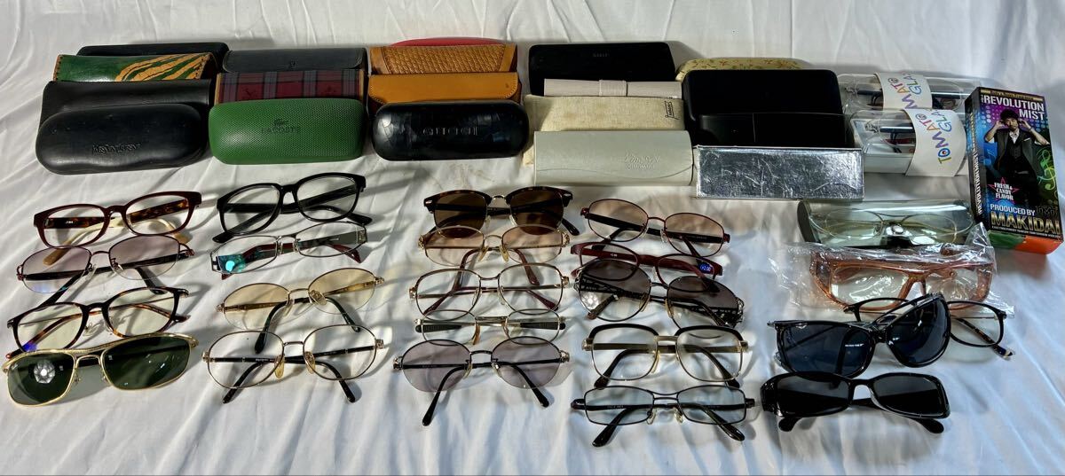 1円〜② Y125【現状品】眼鏡&サングラスまとめ売り　 メガネ 老眼鏡　サングラス等　RAY-BAN JINSなど　一部ケース付き　中古眼鏡