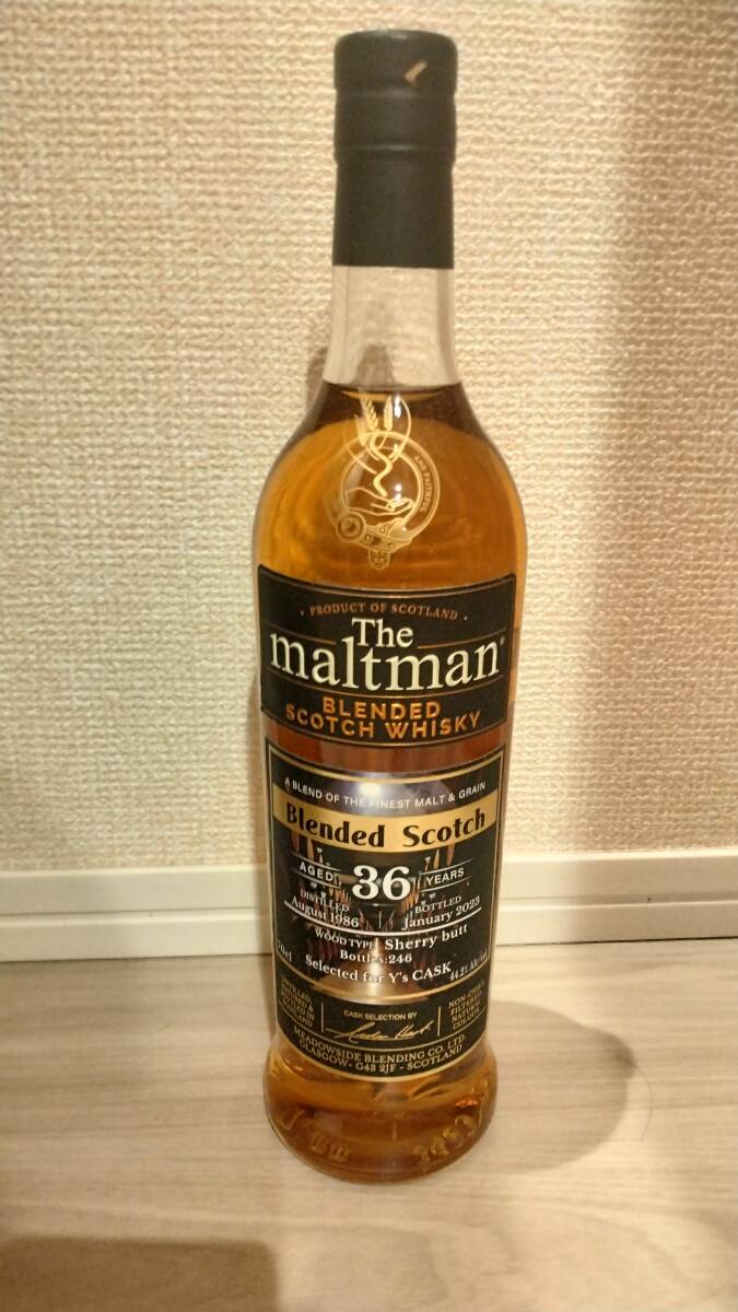 The maltman Blended Scotch Aged 36 years Sherry butt モルトマン ブレンデッド 36年 シェリー　Y’s cask 1986-2023 700ml 未開栓