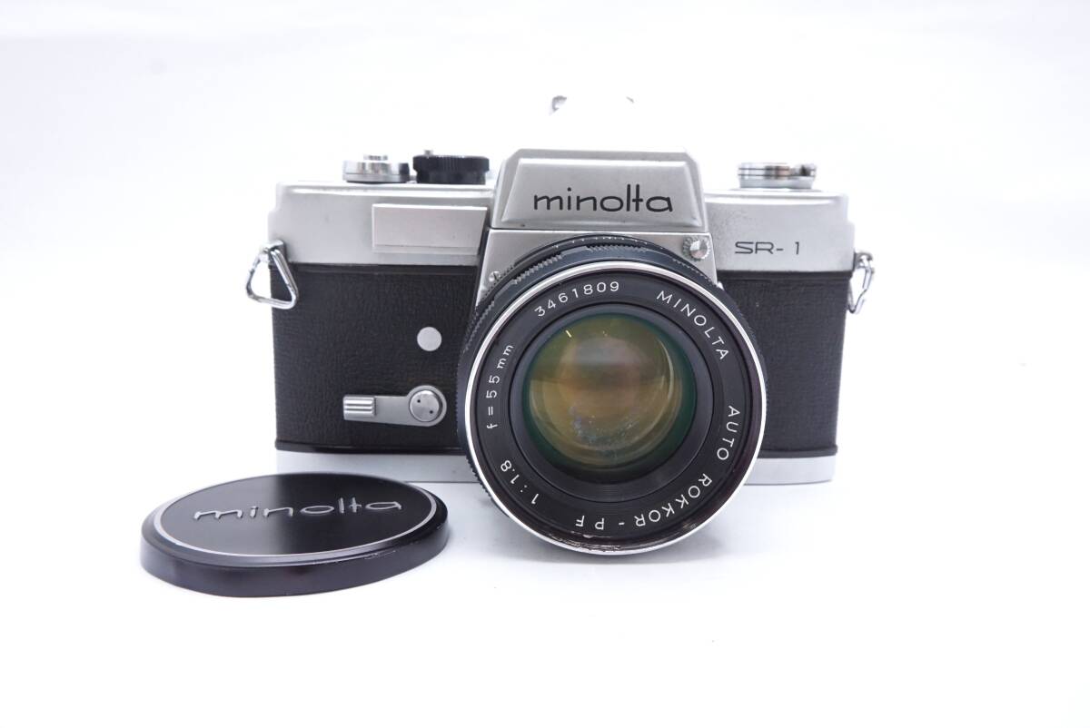 ☆MINOLTA ミノルタSR-1/ AUTO ROKKOR-PF 55mm F1.8 （レンズキャップ付）ジャンク品扱い