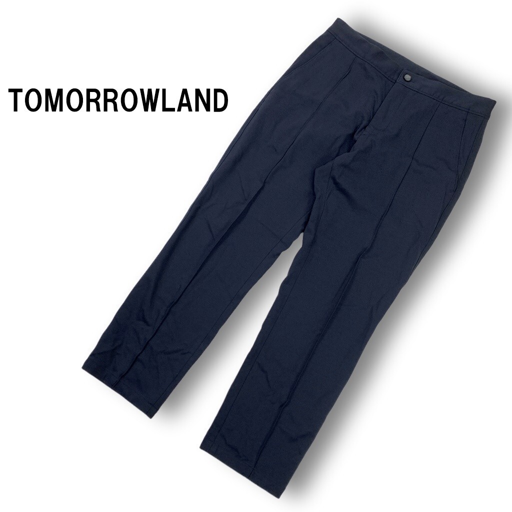 TOMORROWLAND トゥモローランド カジュアルパンツ スラックス ウエスト紐 レーヨン ストレッチ 紺 ネイビー 44 ◆送料無料◆YC2620