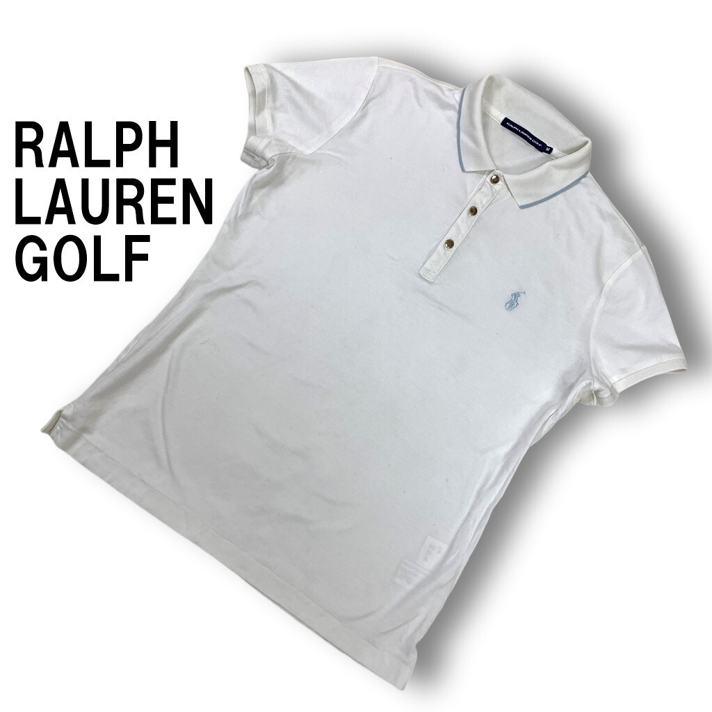 RALPH LAUREN GOLF ラルフローレンゴルフ 半袖ポロシャツ 綿 コットン ワンポイント刺 白 ホワイト M◆送料無料◆YC2954
