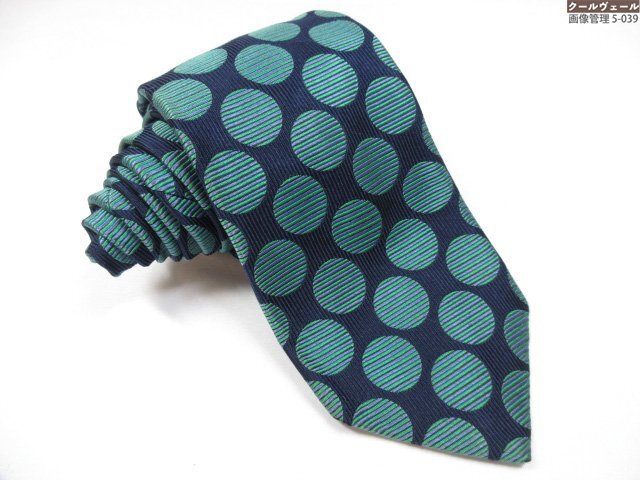 HH美品【Turnbull & Asser ターンブルアンドアッサー】お洒落なドット×刺繍柄♪ シルクネクタイ (メンズ) ネイビー系 英国製 ★39MMA0459