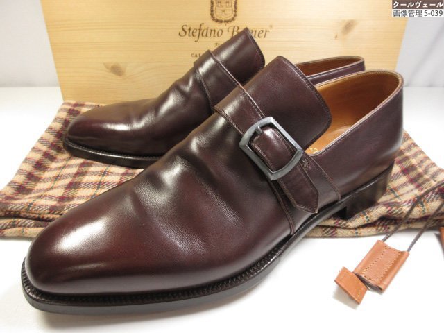 HH超美品 【ステファノベーメル Stefano Bemer】 プレーントゥ モンクストラップシューズ (メンズ) size42.5 ダークブラウン系 ★37MZB0326