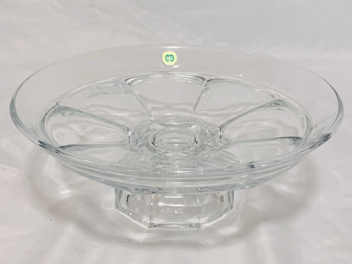 佐々木 クリスタル コンポート SASAKI CRYSTAL ガラス フルーツ ボウル 脚付き 鳥モチーフ 昭和レトロ 未使用保管品