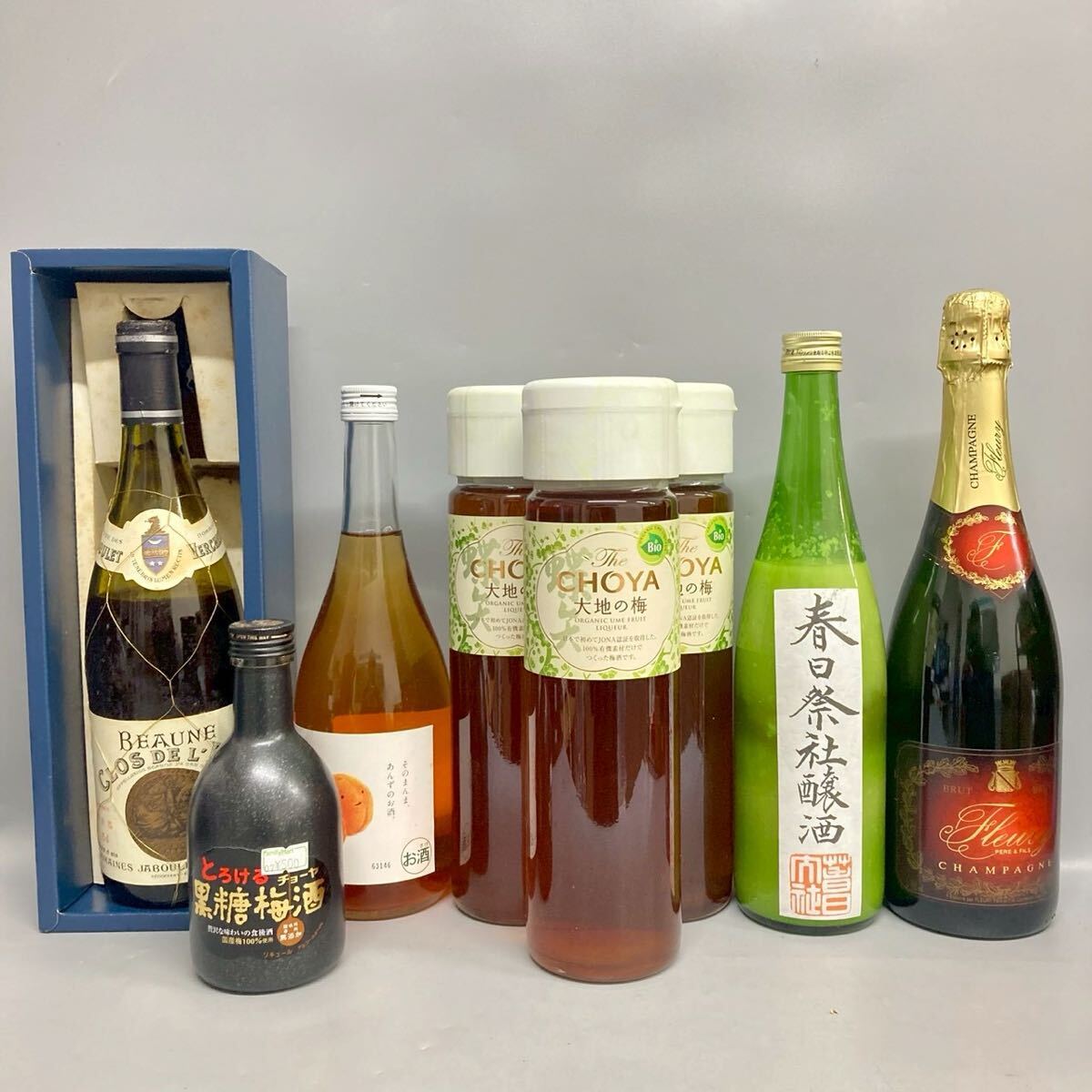 1円〜 酒 大量 まとめ フルーリー ペール エ フィス 春日祭社醸酒 CHOYA そのまんまあんず ジャブレ ヴェルシェール シャンパン 古酒 洋酒