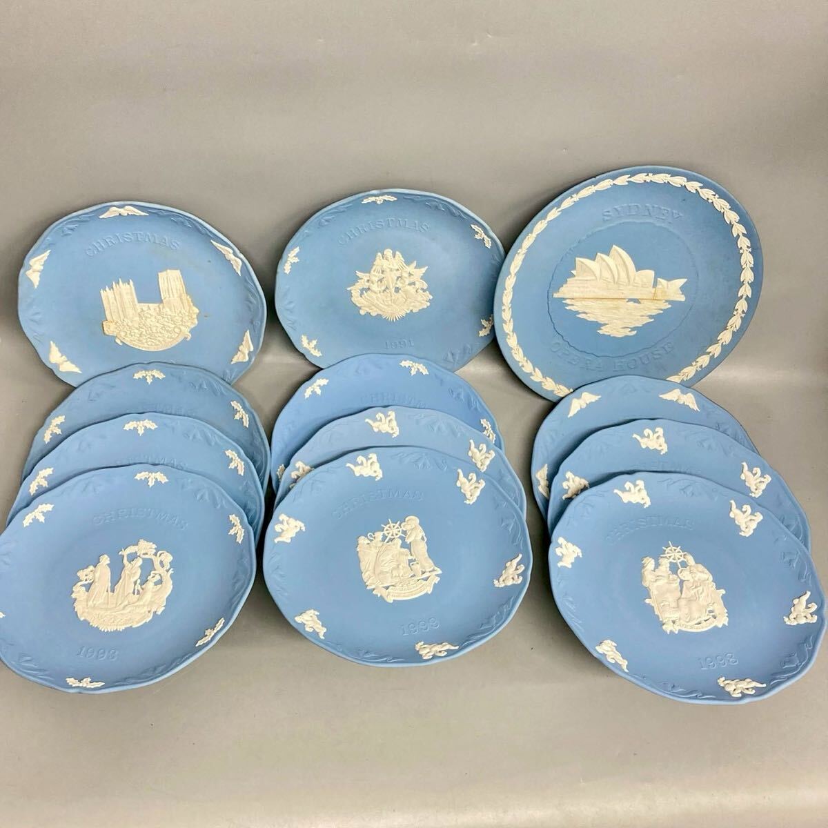 1円〜 WEDGWOOD ウェッジウッド まとめ 大量 ジャスパー イヤープレート 飾り皿 ブルー 小皿 小物入れ コレクション 人気 箱付き