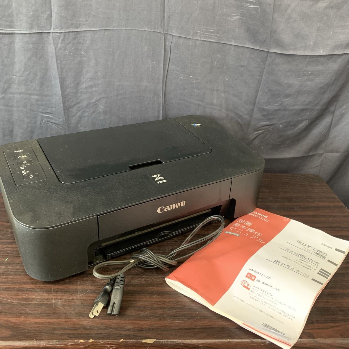 □ Canon キャノン インクジェットプリンター PIXUS TS203 ブラック K10466 説明書付属 通電確認済み 事務用品