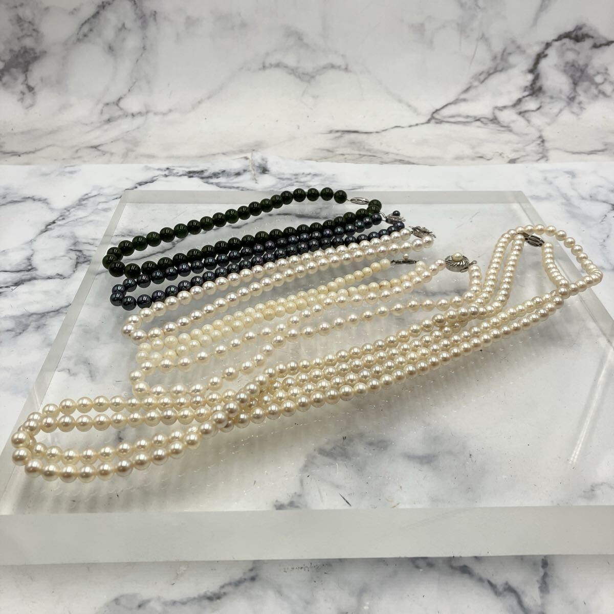 □ 貴金属アクセサリー シルバーアクセサリーまとめ パールネックレス ブレスレット SILVER刻印 カラーストーン 総重量328g