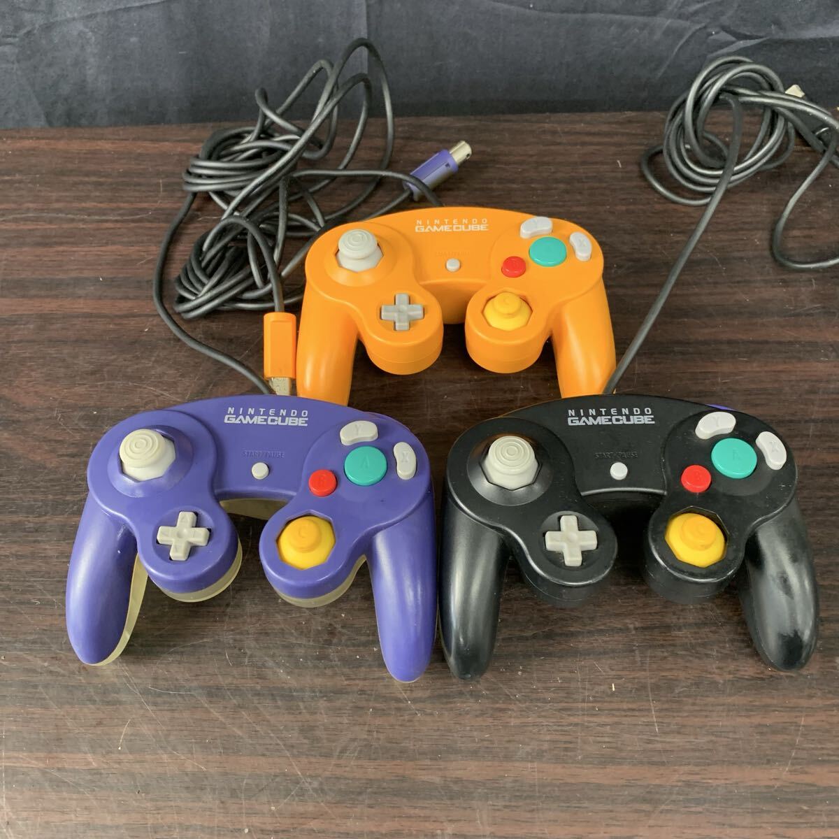 Nintendo 任天堂 ゲームキューブコントローラー DOL-003 3点まとめ オレンジ/ブラック/バイオレット&クリア GC 周辺機器