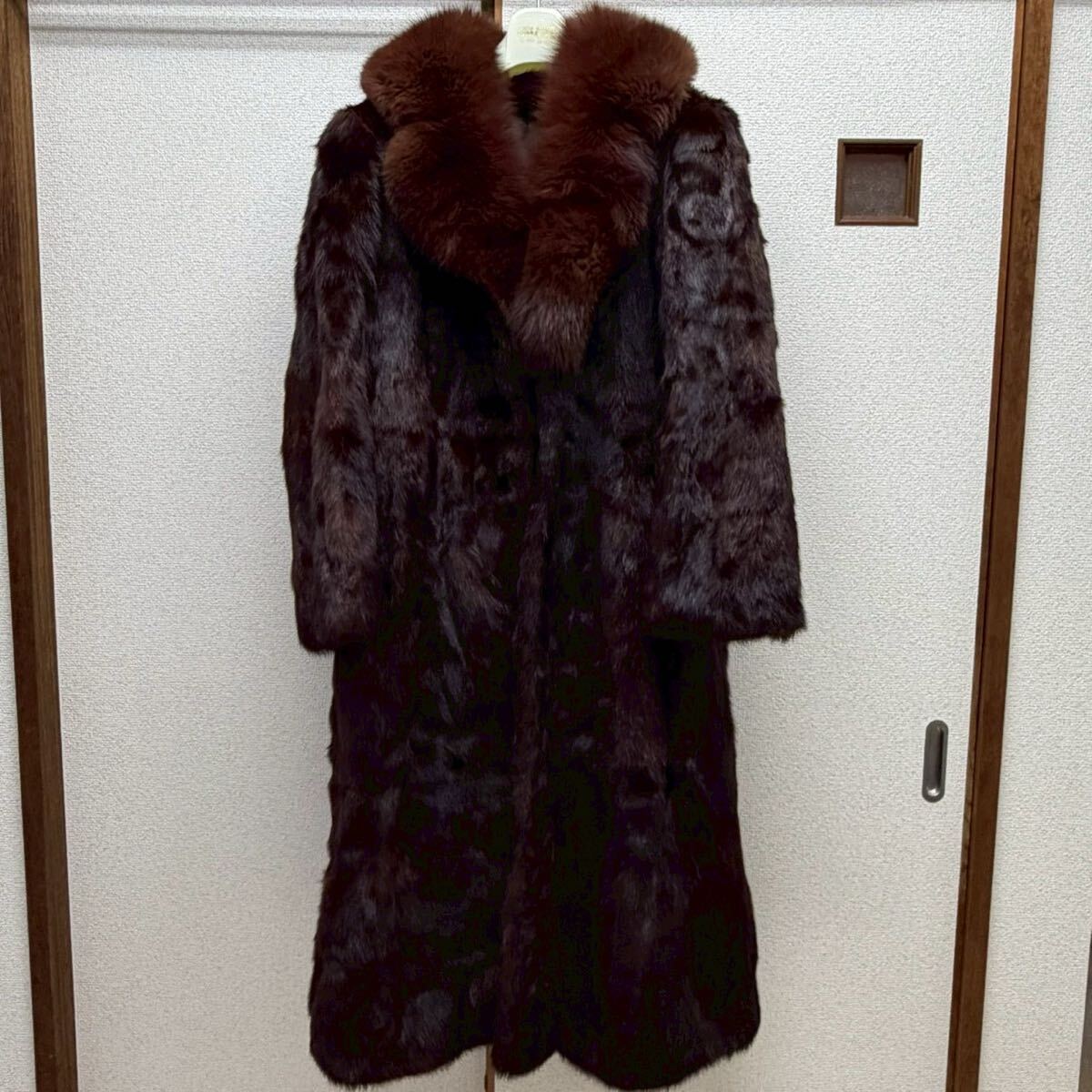 3135 moon bat fur ムーンバットファー ミンク 襟フォックス ロングコート 毛皮 リアルファー アウター MINK ブラウン ファーコート 9