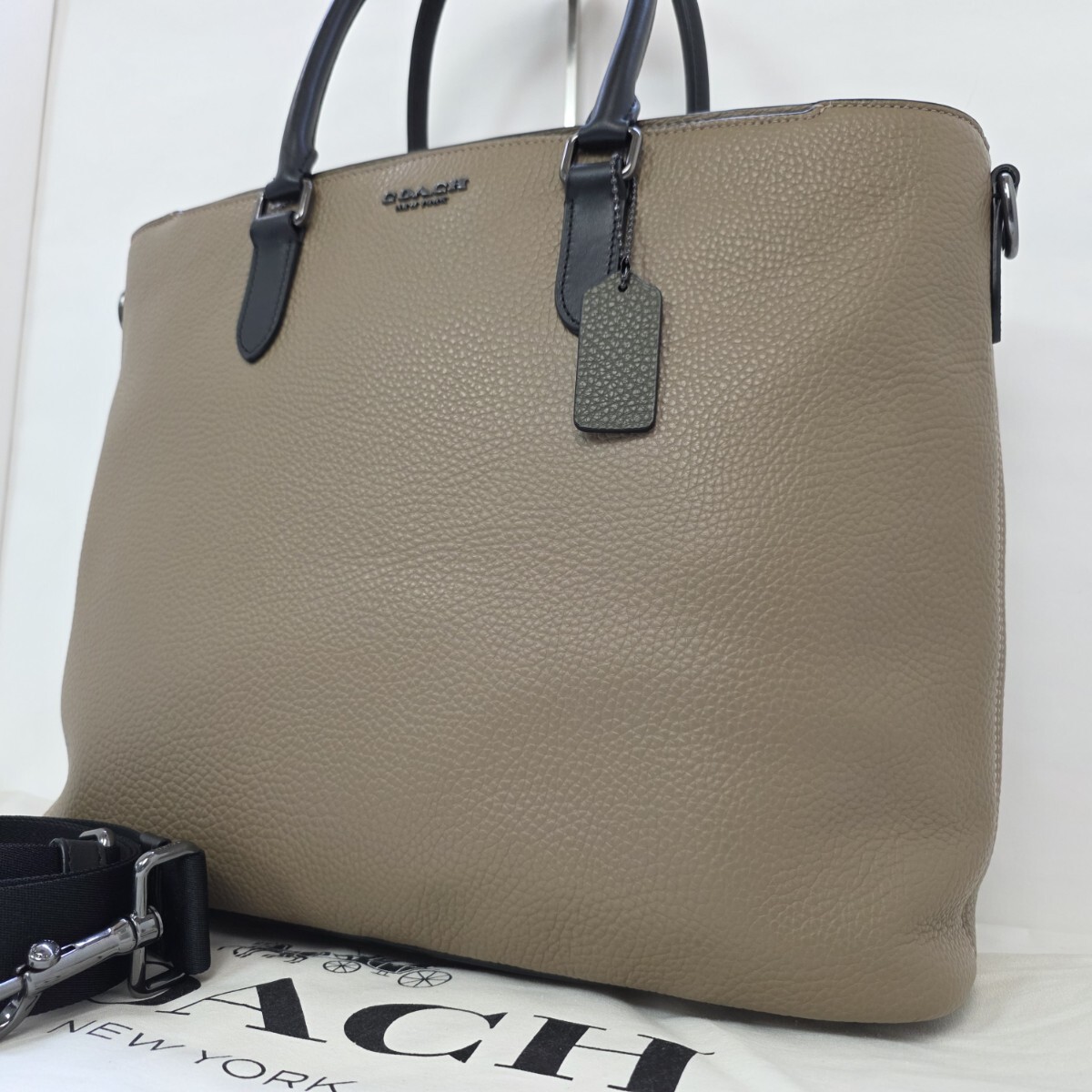 1円～【未使用/大容量】COACH コーチ メンズ 2way トートバッグ A4可 肩掛け クロスボディ ビジネス ショルダー ベケット ロゴ レザー 牛革