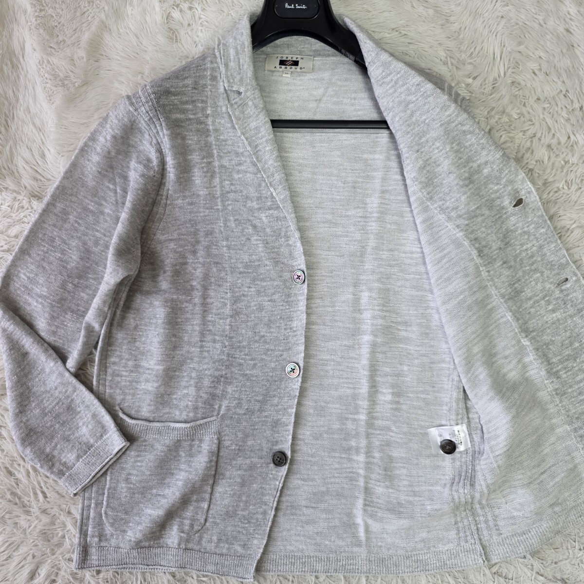 美品/XL●ジョセフアブード ニット テーラードジャケット 春夏 JOSEPH ABBOUD コットン カーディガン 羽織り メンズ カジュアル ロゴボタン