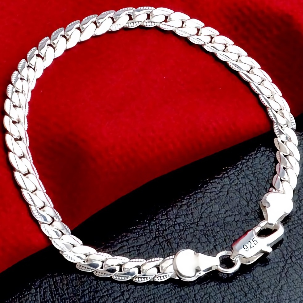 新品★送料無料★銀の喜平チェーン キューバパンク プラチナ仕上925シルバーブレスレット誕生日プレゼント旅行連休夏海ギフト国内発送