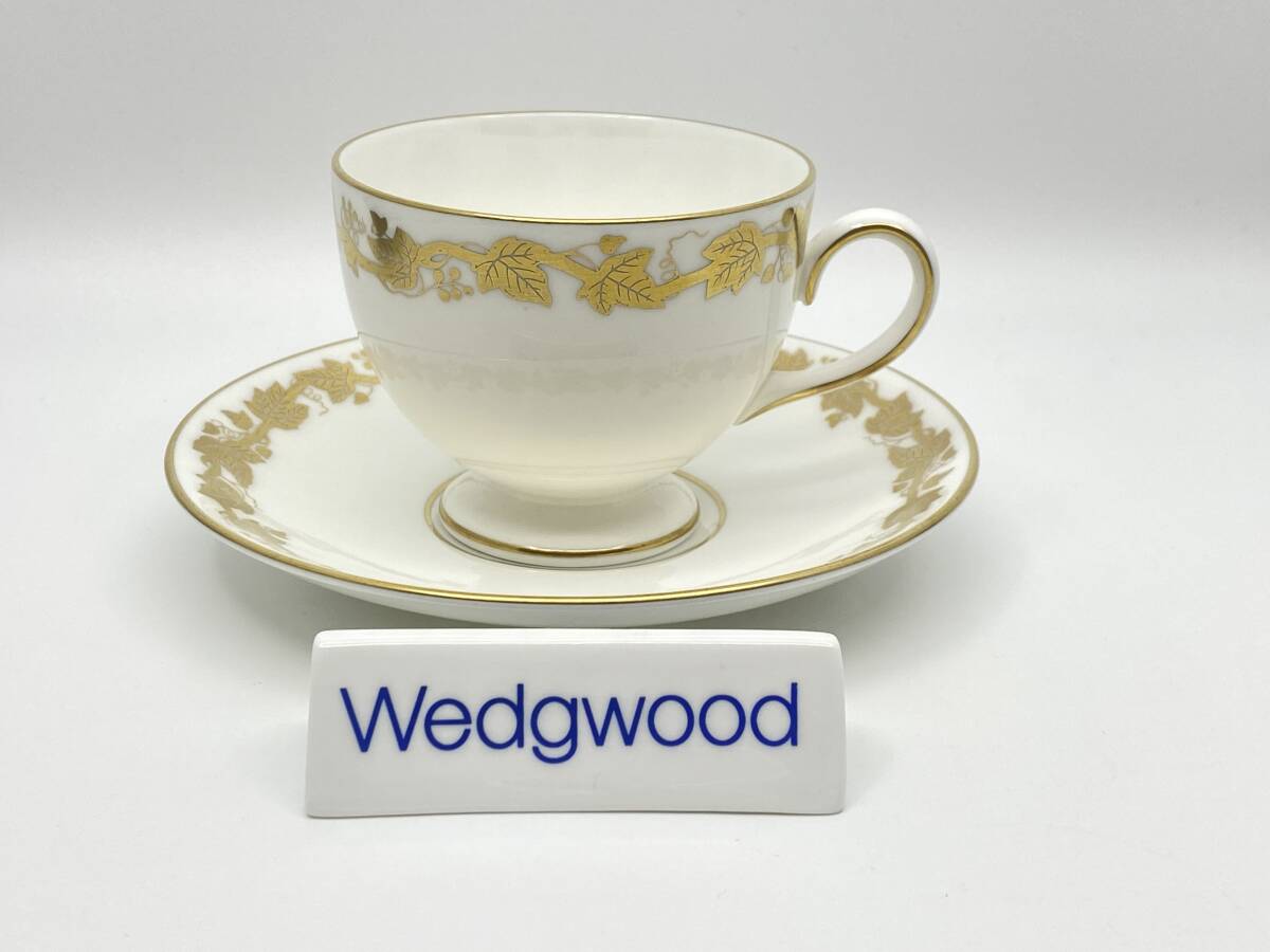 WEDGWOOD ウェッジウッド WHITEHALL White+Gold Tea Cup & Saucer ホワイトホール ホワイト+ゴールド ティーカップ&ソーサー W4001 *L496