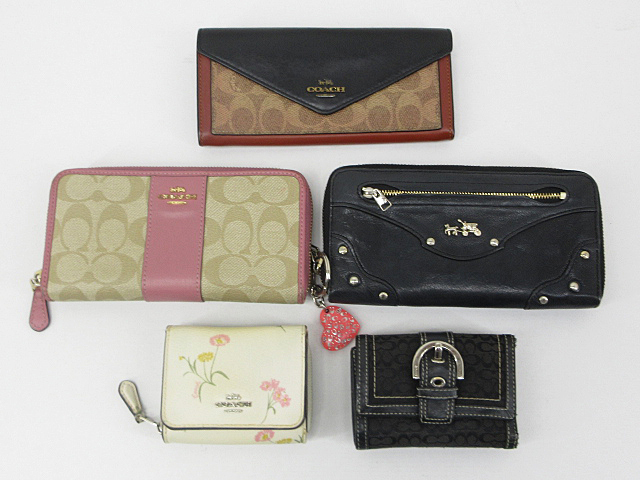 s61216-ap [送料950円]ジャンク▼COACH コーチ ラウンドジップ ロングウォレット 長財布 折り財布 ショートウォレット 5点 [170-260509]