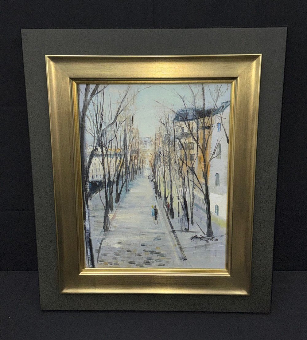 【江】藤友なほみ『パリの並木道』油彩画 模写 サイン有 約61.5㎝×52㎝ 古美術品(額装絵画アートコレクション)BXZ1933 LTjxhs CTOBkjso