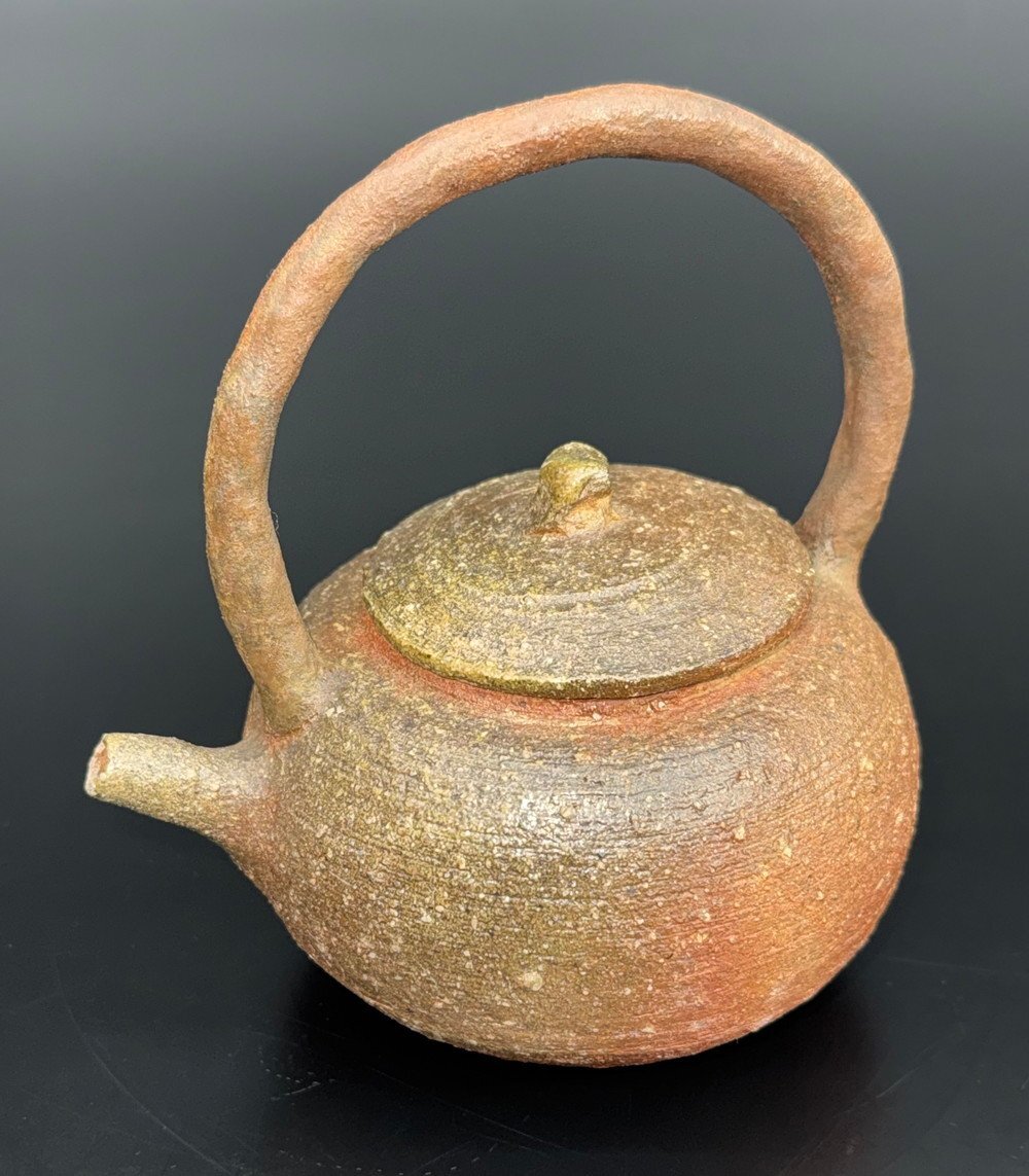 【江】備前焼 人間国宝 藤原啓 急須 約11×14×14.5cm 陶印 古美術品(茶道具煎茶器水注湯沸)AXZ2285 DTnhui UTDBsxhu
