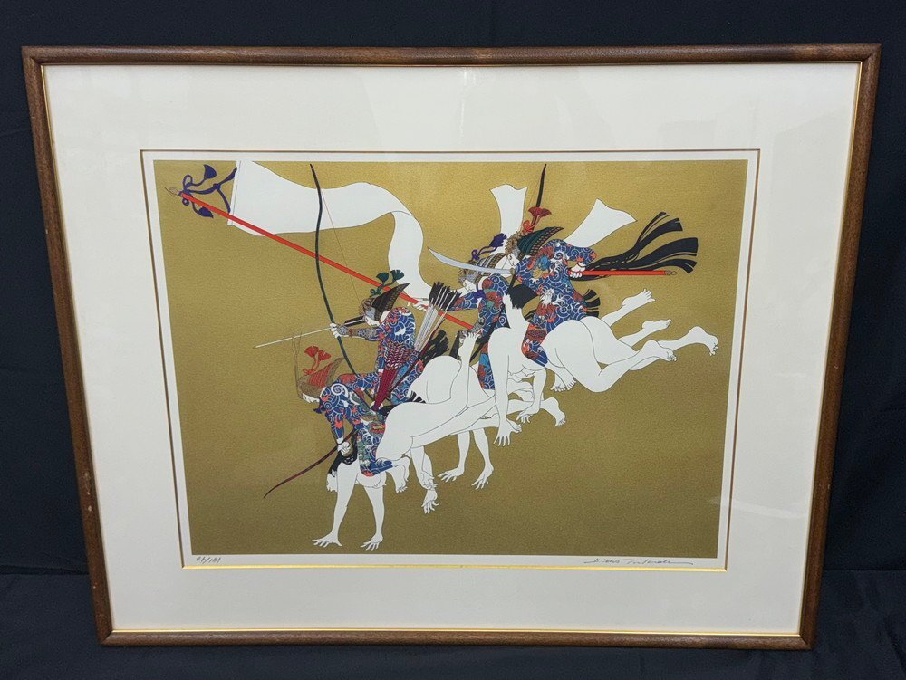 【江】限定 85/185 武田秀雄『鵯越えの奇襲』シルクスクリーン サイン有 古美術品(源平浮世絵絵画額装アート)XZ2332 DTDBhuri UTasok