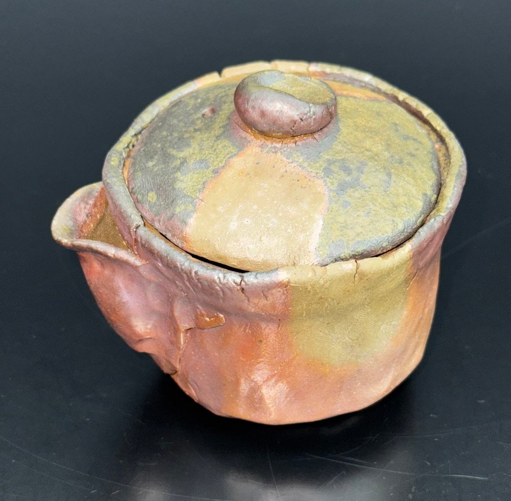 【江】備前焼 人間国宝 金重陶陽 急須 約7.5×9×5.5cm 陶印 古美術品(茶道具煎茶器水注宝瓶湯沸)AXZ2291 LTfjko CTJBmwqe