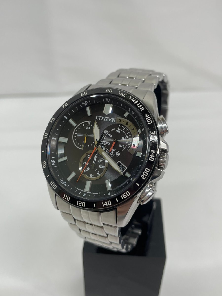 【6PW016】1円スタート CITIZEN シチズン エコドライブ 腕時計 E610-S074339 稼働品 シルバー 電波ソーラー クロノグラフ メンズ 現状品
