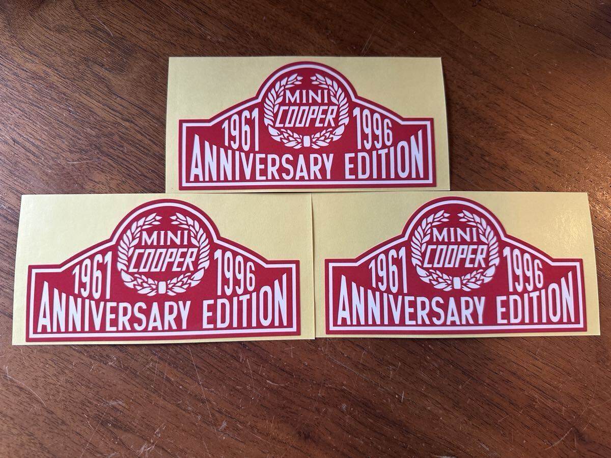 クラシックローバーミニクーパー　35周年記念アニバーサリー記念限定車用　ロゴステッカー　ミニパーツカタログ掲載品　3枚セット