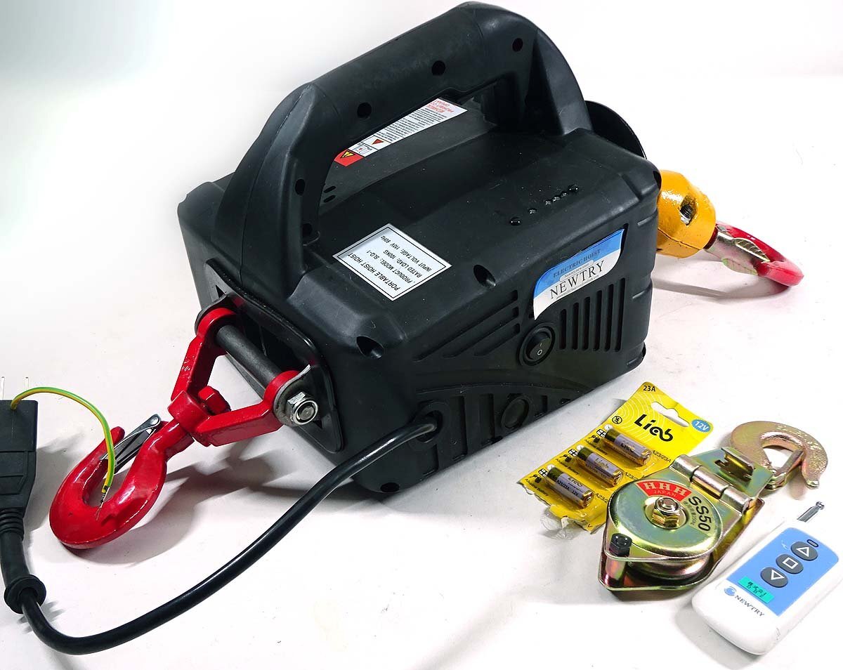 緑屋Re■ 工具　電動ホイスト　SLQ-1　ウインチ 100kg　リモコン・滑車付　動作品　 　s/k8/5-138/10-4#140