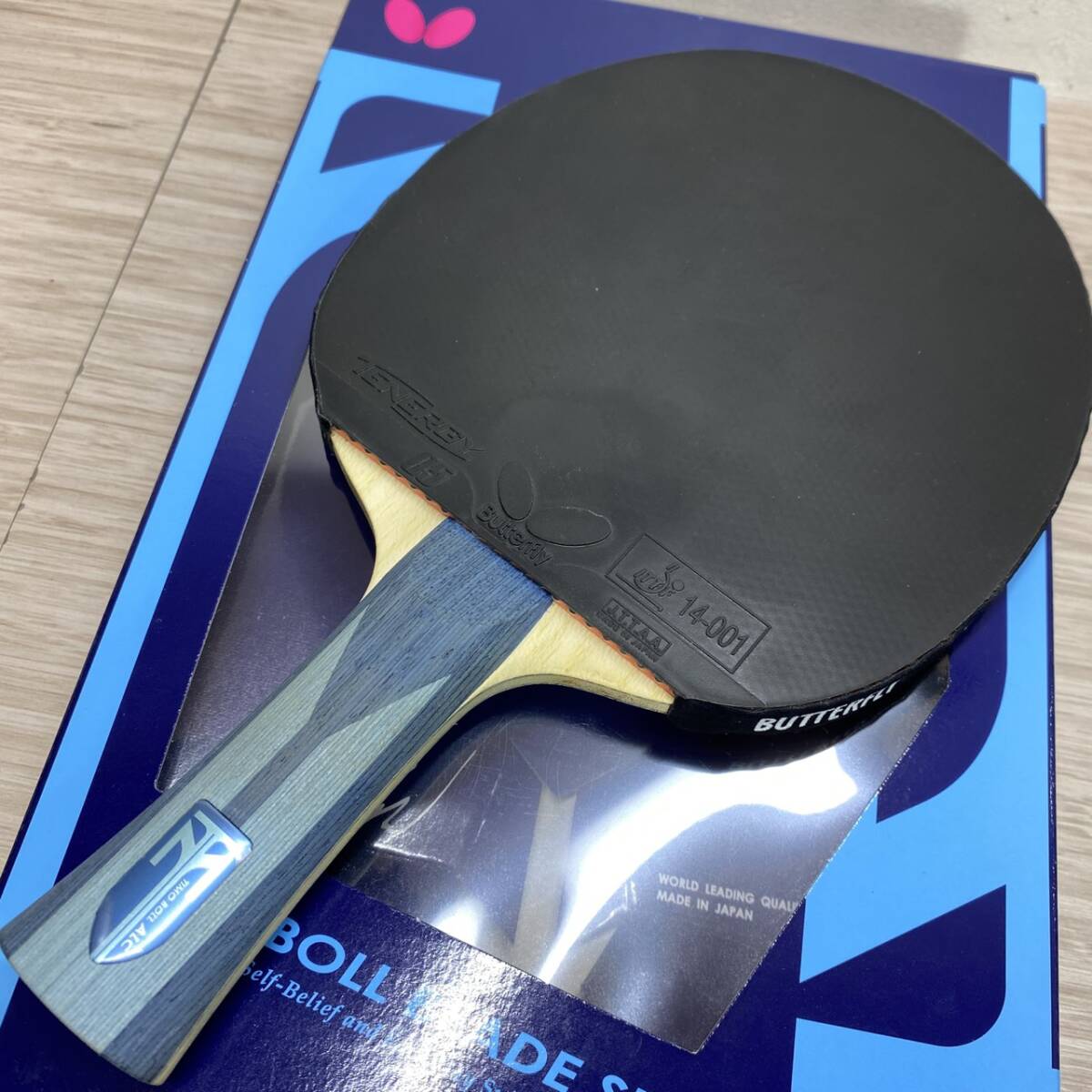 【MH-3009】中古品 BUTTERFY バタフライ 卓球ラケット ティモボル TIMO BOLL ALC-FL 35861 ラバー付き 箱付き 約179g