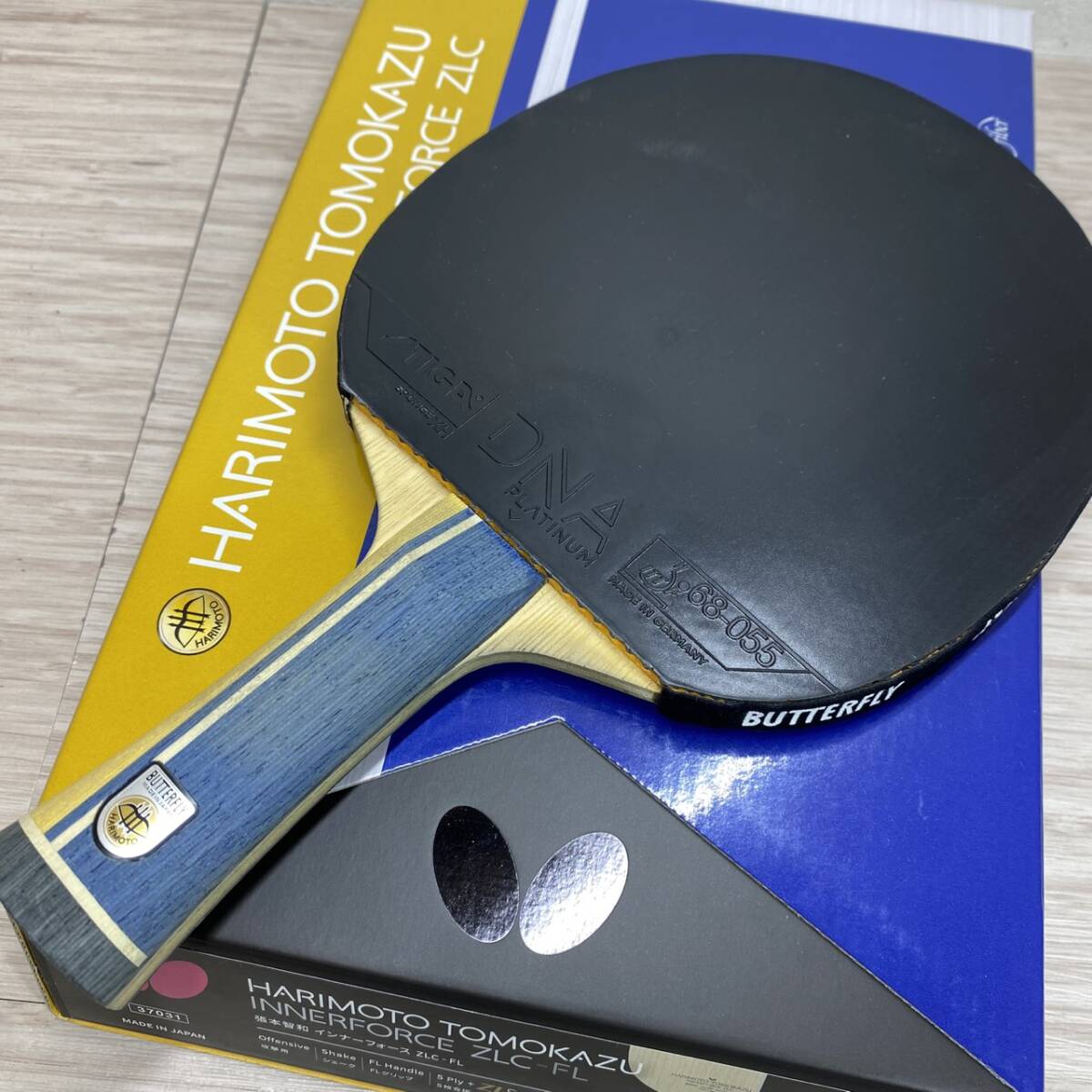 【MH-3008】中古品 BUTTERFY バタフライ 卓球ラケット張本智知 インナーフォース ZLC-FL 37031 ラバー付き 箱付き 約188g