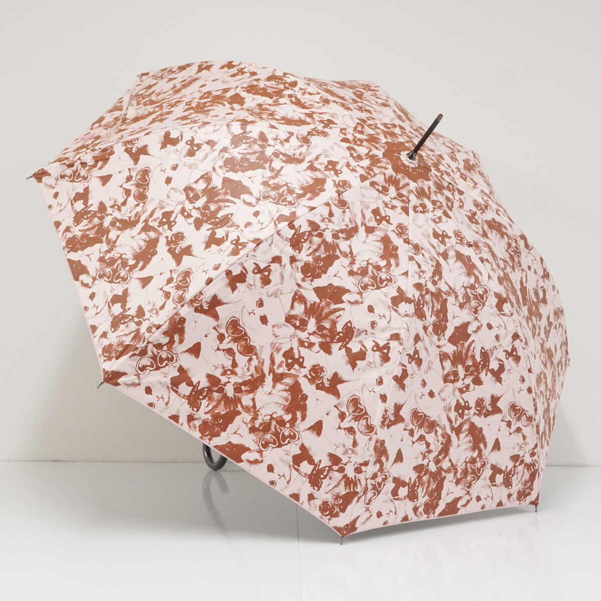 晴雨兼用傘 ScoLar スカラー USED美品 猫ちゃんいっぱい柄 UV 遮光 ピンク 個性的 60cm A3790