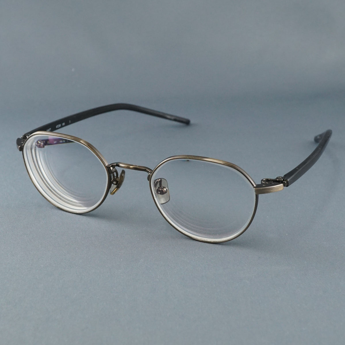 999.9 フォーナインズ 眼鏡 USED美品 S-647T Col.3 アンティークゴールド 逆Rヒンジ ブランド ユニセックス 中古 X9757