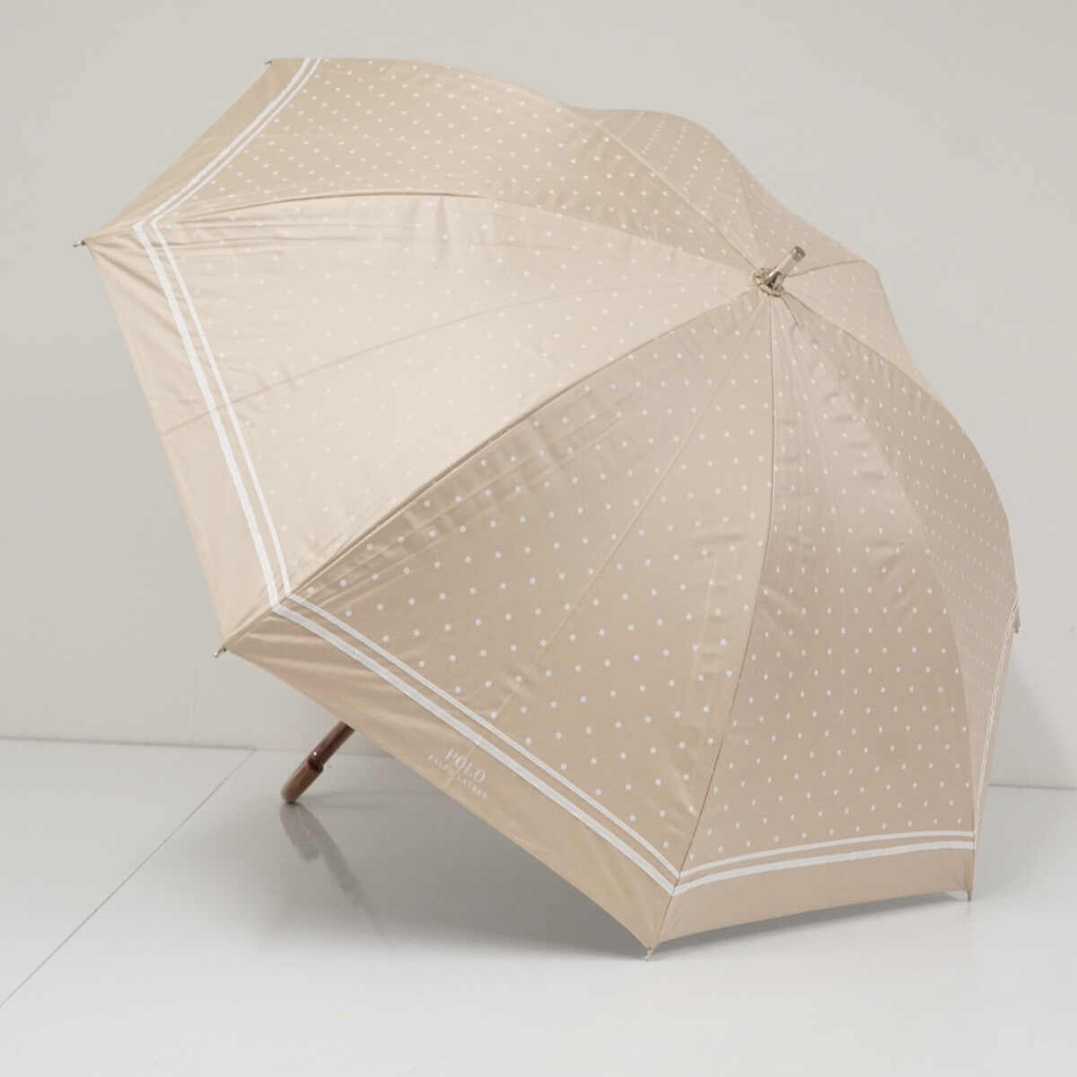 日傘 Polo Ralph Lauren ポロラルフローレン USED美品 ベージュ ドット 晴雨兼用 UV 遮光 50cm S3819