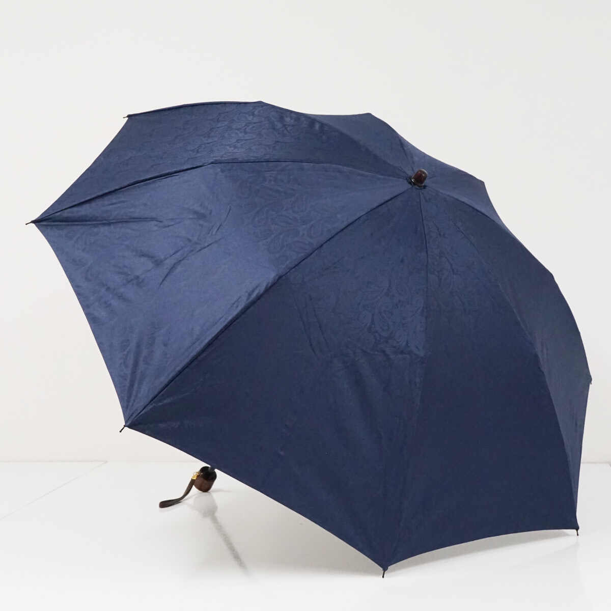 折りたたみ日傘 前原光榮商店 USED美品 晴雨兼用 幾何学模様 ペイズリー 日本製 高級傘 ネイビー ユニセックス 50cm FS9636