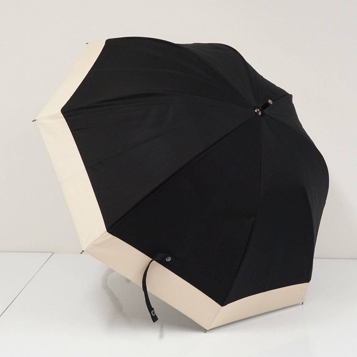 芦屋ロサブラン 完全遮光日傘 USED美品 ショートサイズ コンビ ブラック ベージュ UVカット 遮熱 50cm S3972