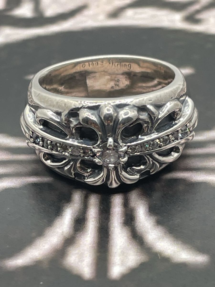 クロムハーツ　 FLORAL CROSS RING フローラルクロス　リング　＊16号＊　指輪　シルバー925 天然パヴェ　＊CHROME HEARTS＊