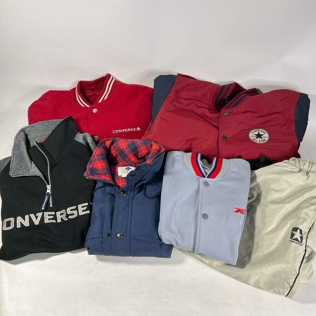 CV0331-54-4 6点 アウター ジャケット ブルゾン パンツ M・Lサイズ まとめ asics CONVERSE DESCENTE 94-5 フリース ロゴ 120サイズ