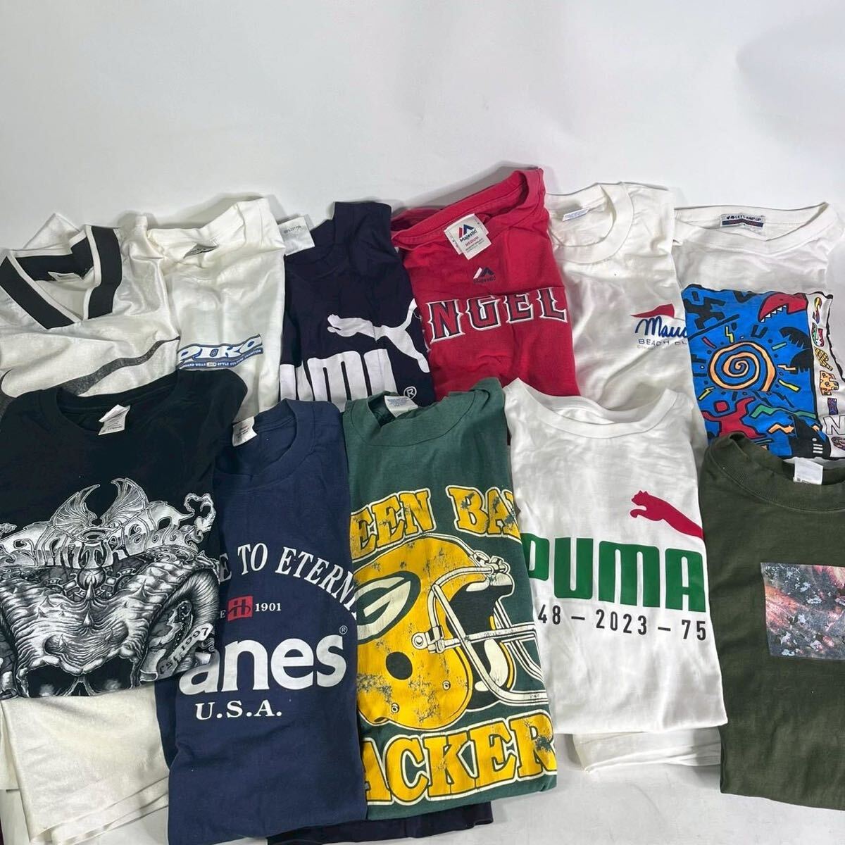 A0414-4-4 一部タグ付き プリントTシャツ まとめ Mサイズ Hard Rock CAFE sucka NIKE PUMA PIKO Hanes 半袖 長袖 ロゴ 古着 100サイズ