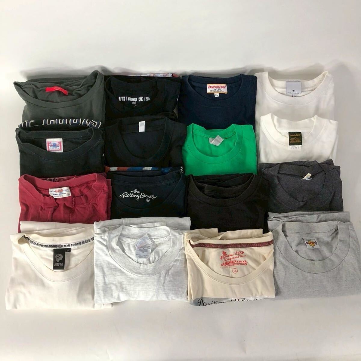 A0417-1-4 16点 プリントTシャツ XLサイズ まとめ Timberland Budweiser PIKO HardRock Rolling Stones converse 半袖 長袖 ロゴ 100サイズ