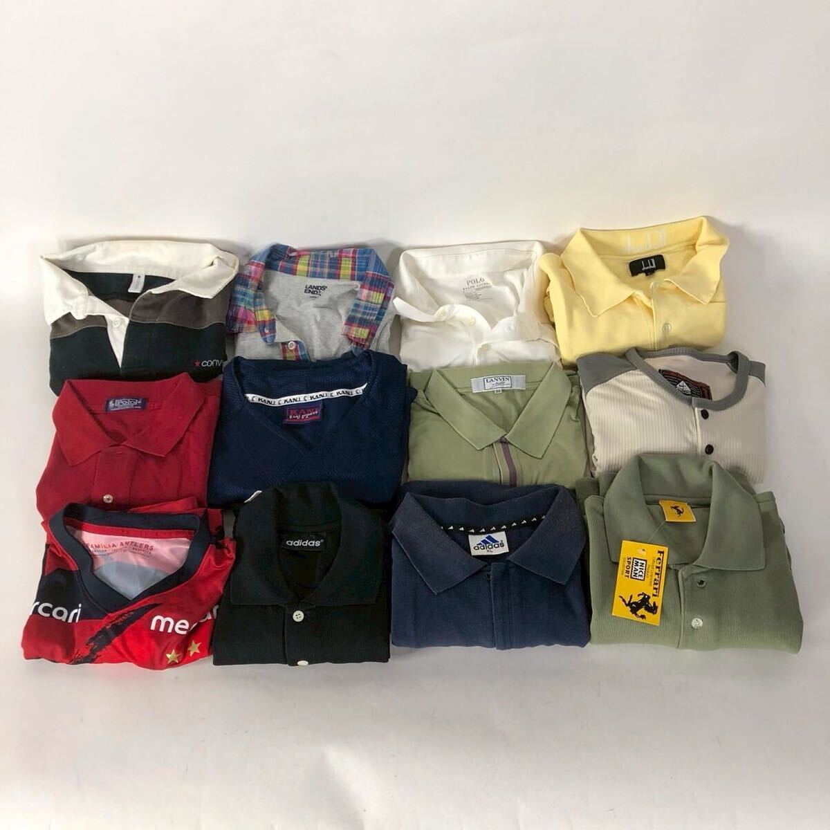A0417-6-4 一部タグ付き メンズ ポロシャツ XLサイズ まとめ 半袖 長袖 dunhill フェラーリ converse adidas Polo ラルフ LANVIN 100サイズ