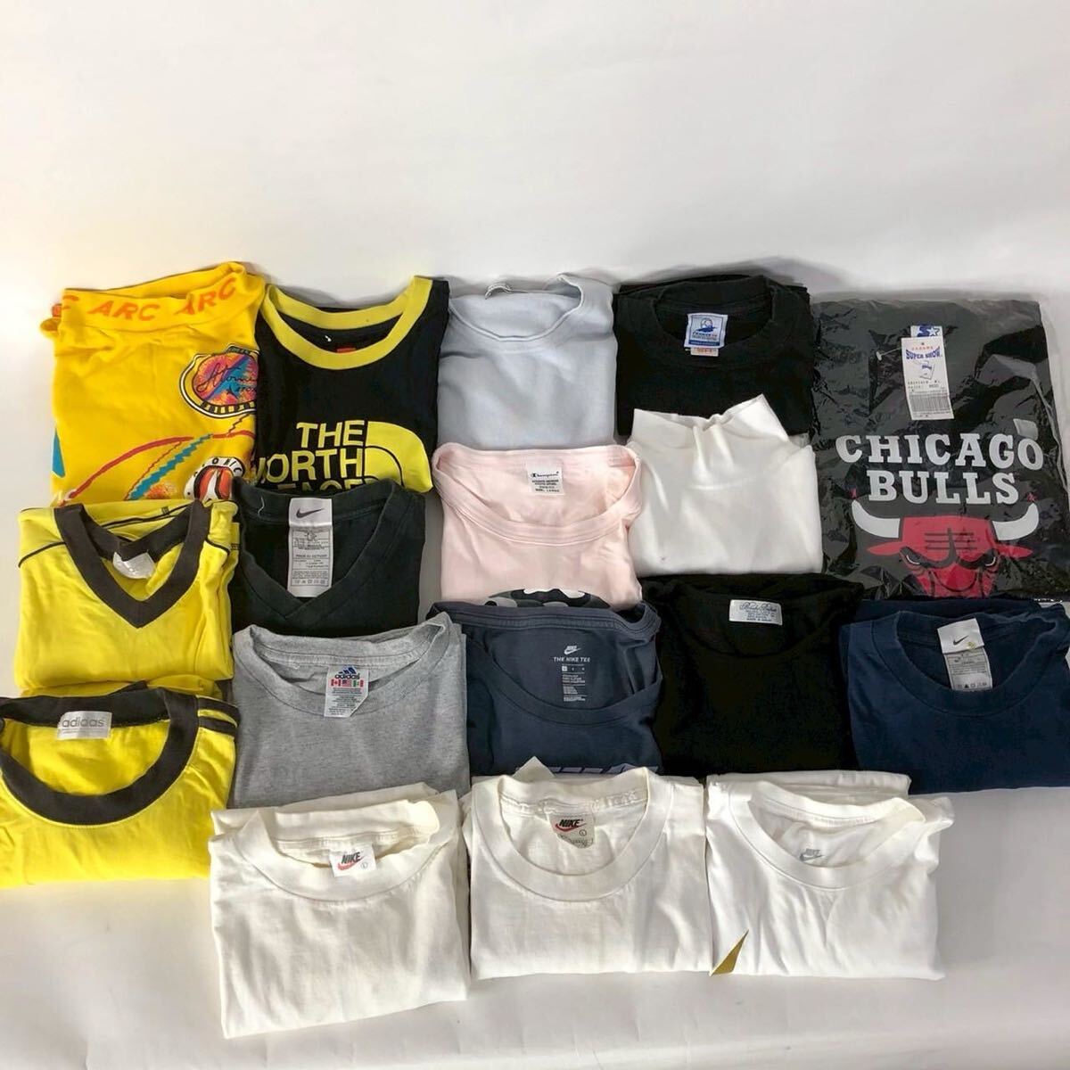 A0417-7-4 プリントTシャツ L・XLサイズ まとめ 半袖 長袖 adidas NIKE THE NORTH FACE Champion MaxMara starter ロゴ USA製 100サイズ