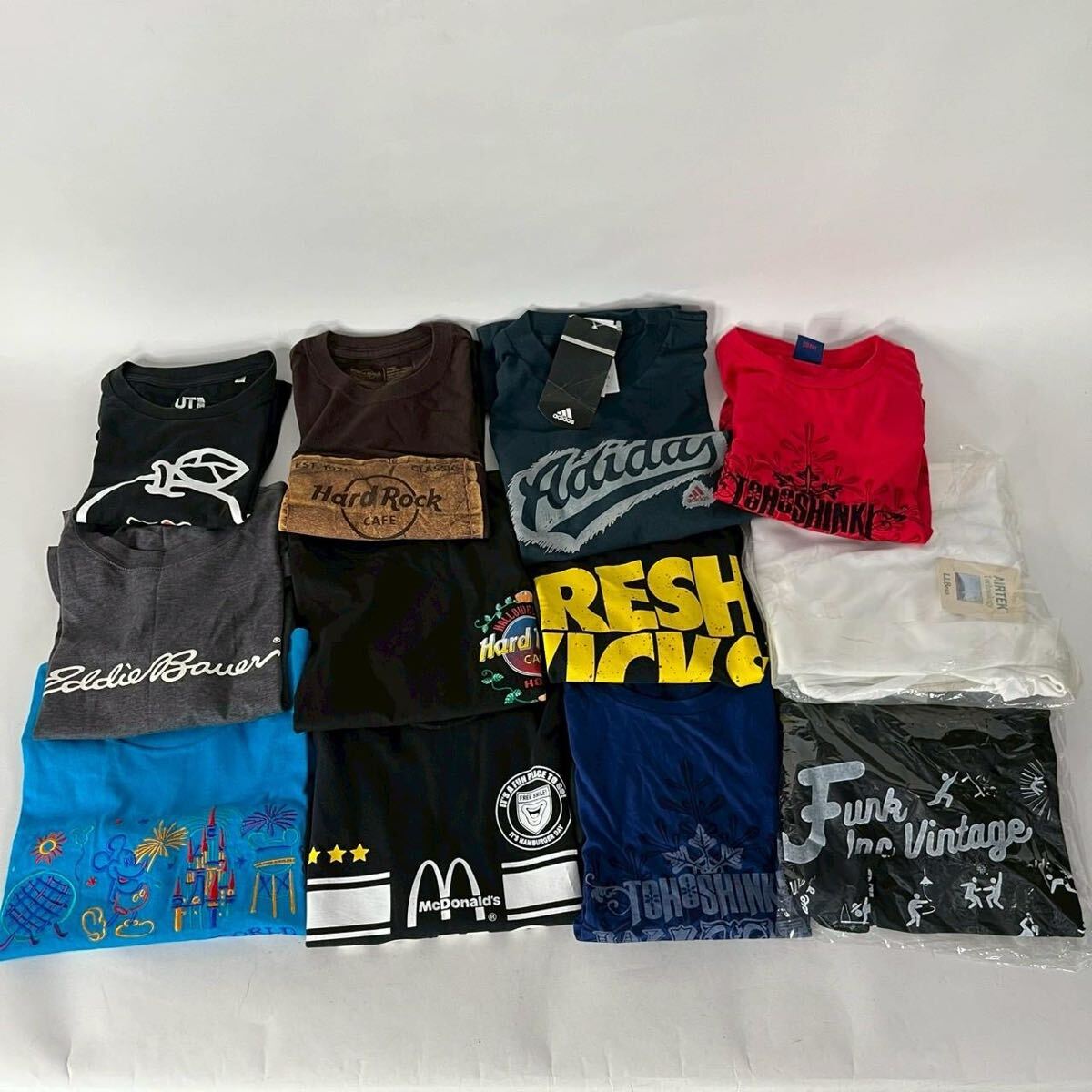 A0417-12-5 Tシャツ Sサイズ まとめ 半袖×12 長袖×8 EddieBauer ミッキー マック HardRock adidas NIKE キティ L.LBean DIESEL 100サイズ