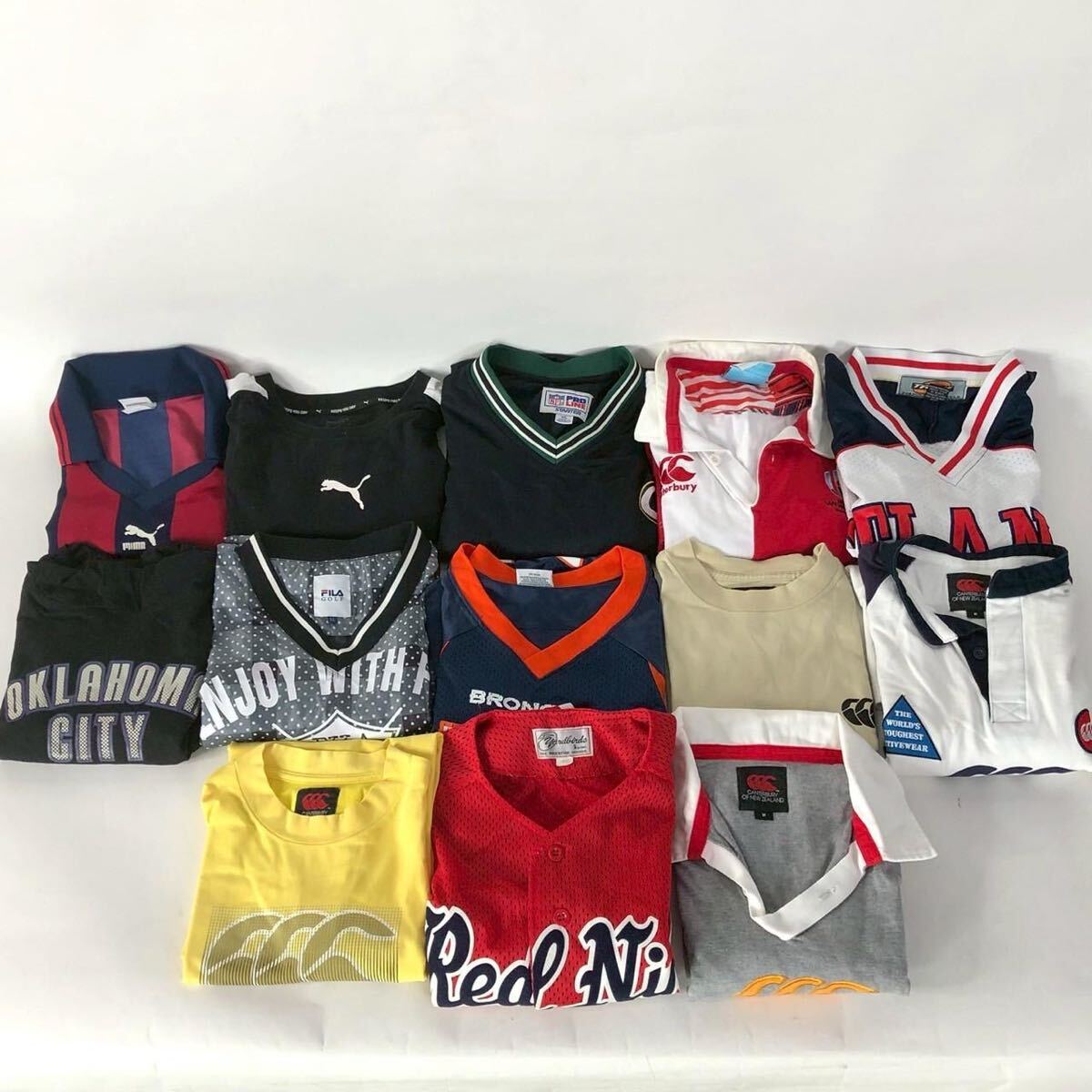 A0417-9-4 13点 スポーツTシャツ ユニフォーム M・Lサイズ まとめ FILA canterbury PUMA ブロンコス ラグビーワールドカップ 100サイズ