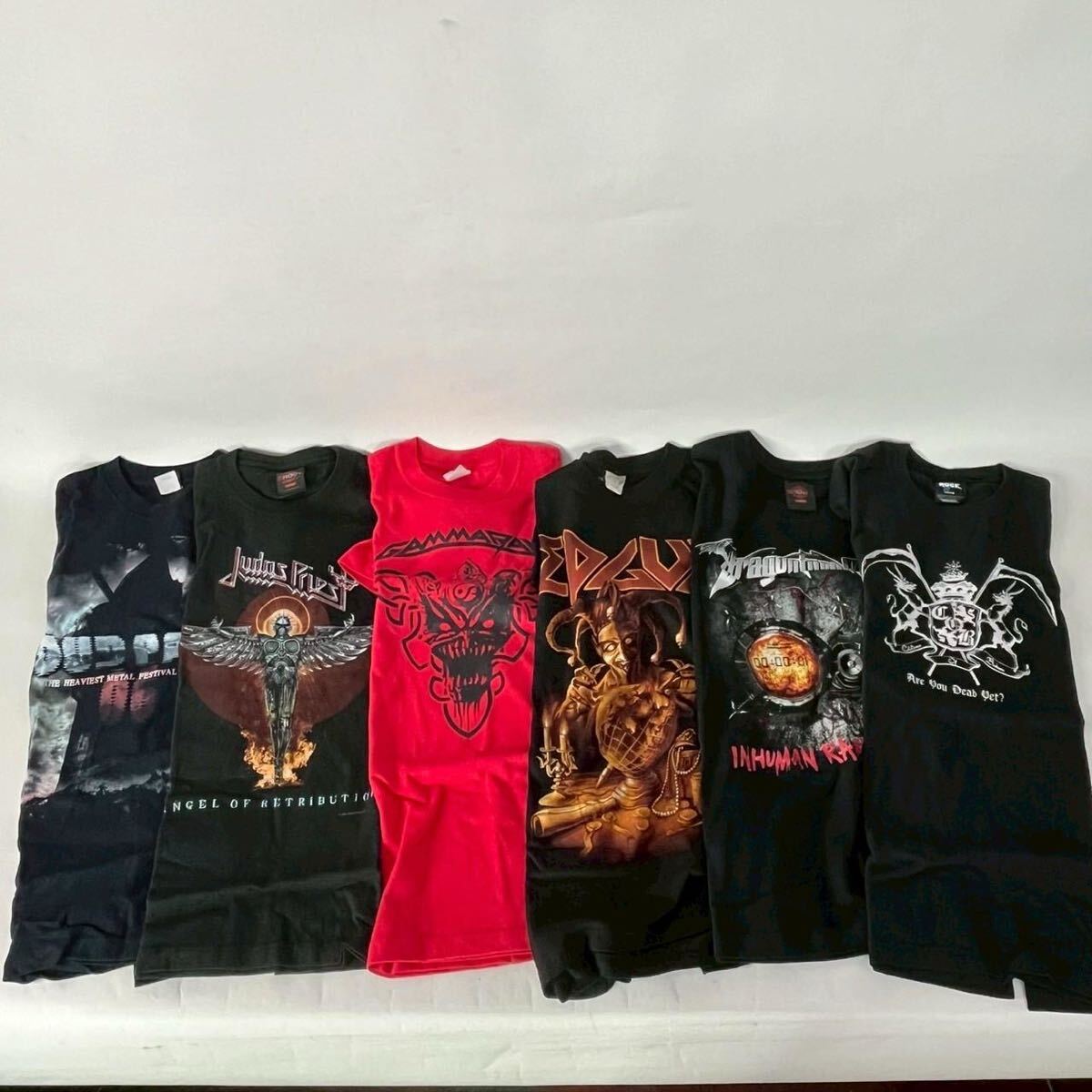 CV0421-3-5 ヘビメタ バンドツアーTシャツ Lサイズ 6点まとめ heavy metal Rock アーティスト 古着 ブラック レッド 80サイズ