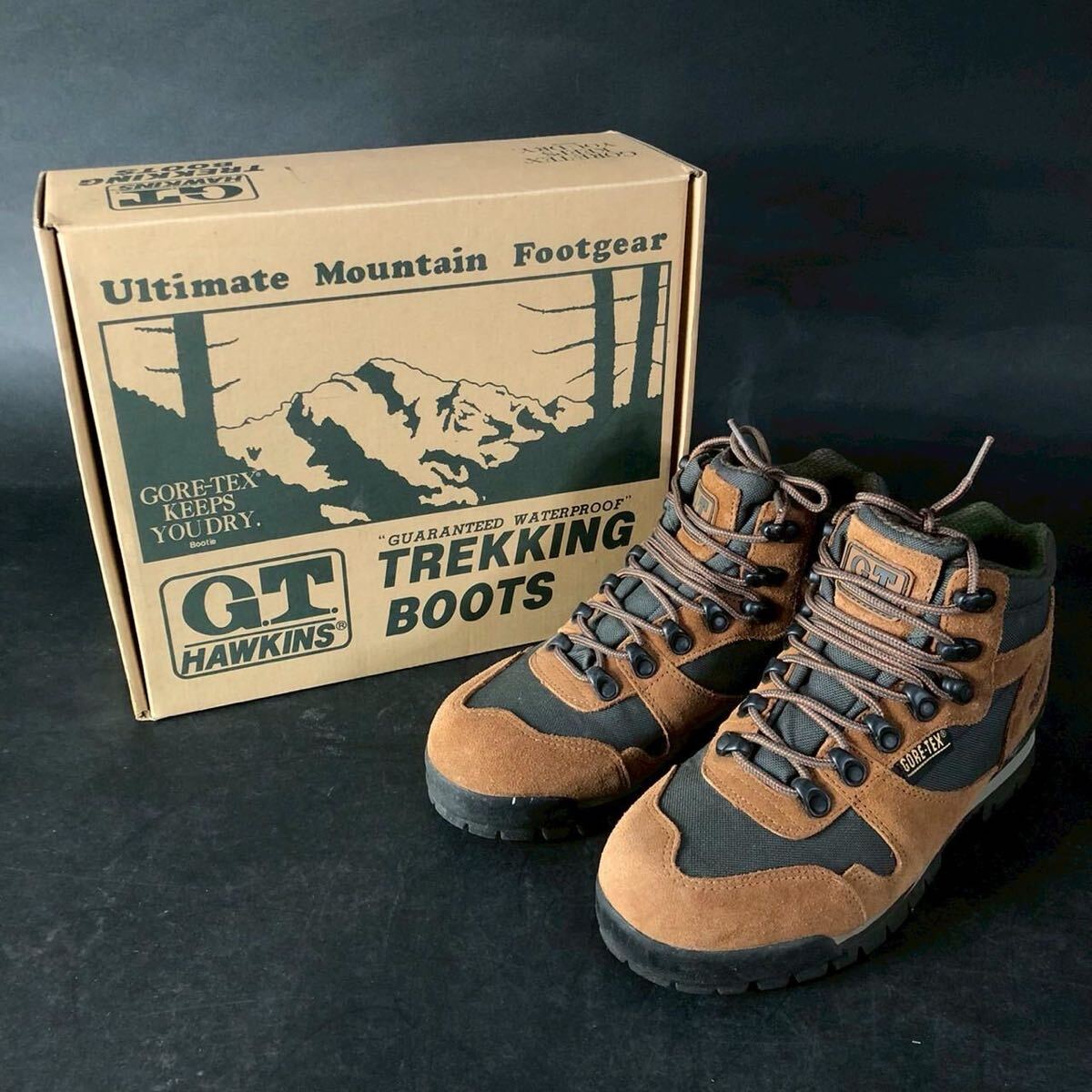 CV0427-13-4 GT HAWKINS ホーキンス マウンテンブーツ トレッキングシューズ 登山靴 25.0cm 6・1/2 茶 GORE-TEX ゴアテックス 80サイズ