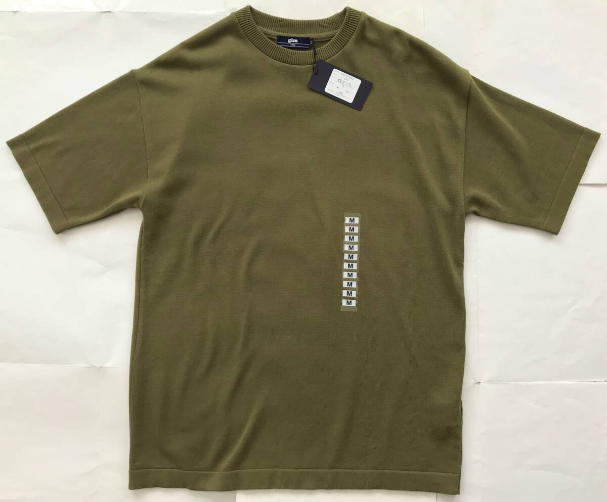 新品9,889円★名門GIM ニットTシャツ 高品質ジム★コットン100%★家庭洗濯可★sizeM★オリーブグリーン★ジャケットインナー★サマーニット
