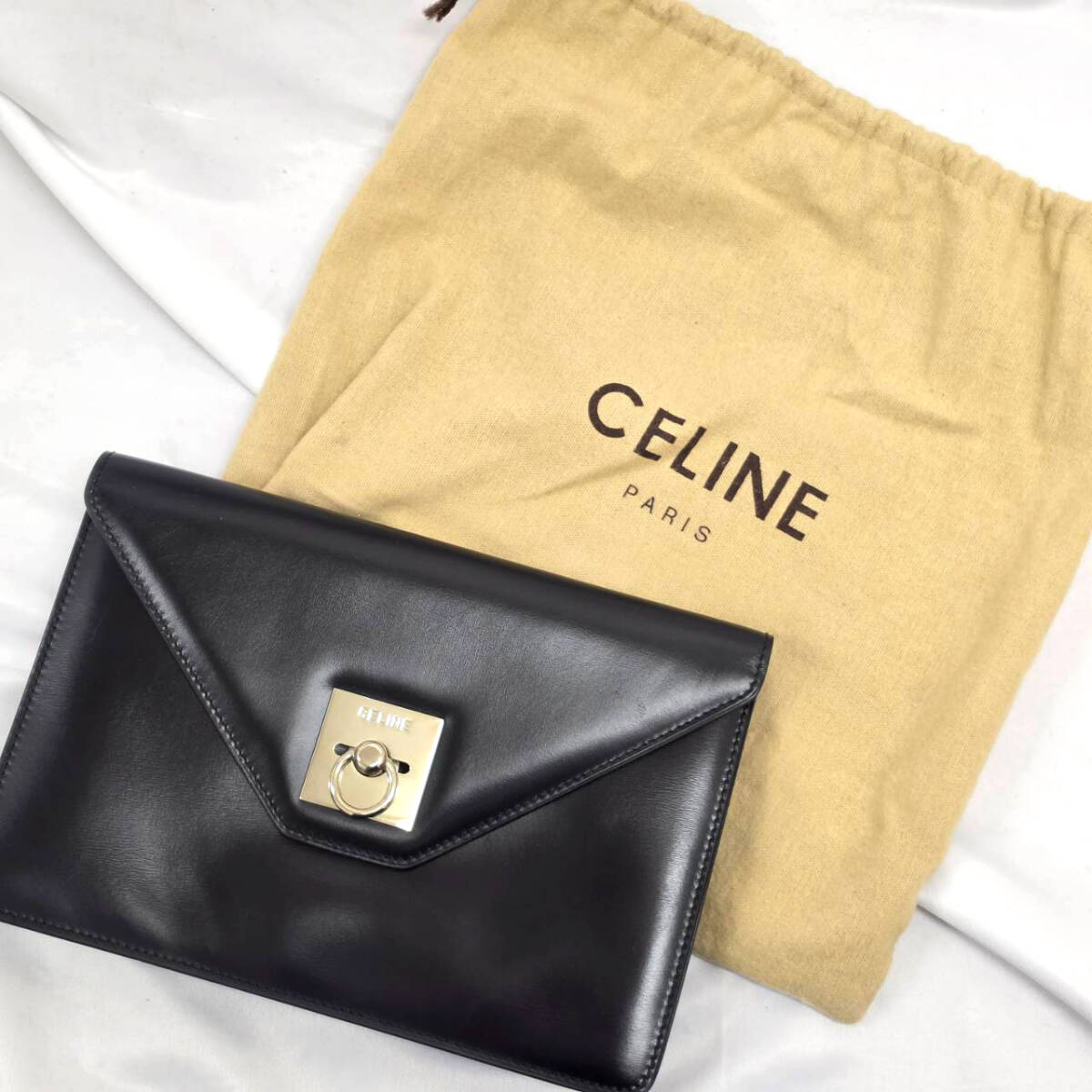 1円スタート！ 激レア！CELINE セリーヌ クラッチバッグ セカンドバッグ レザー レディース シルバー金具