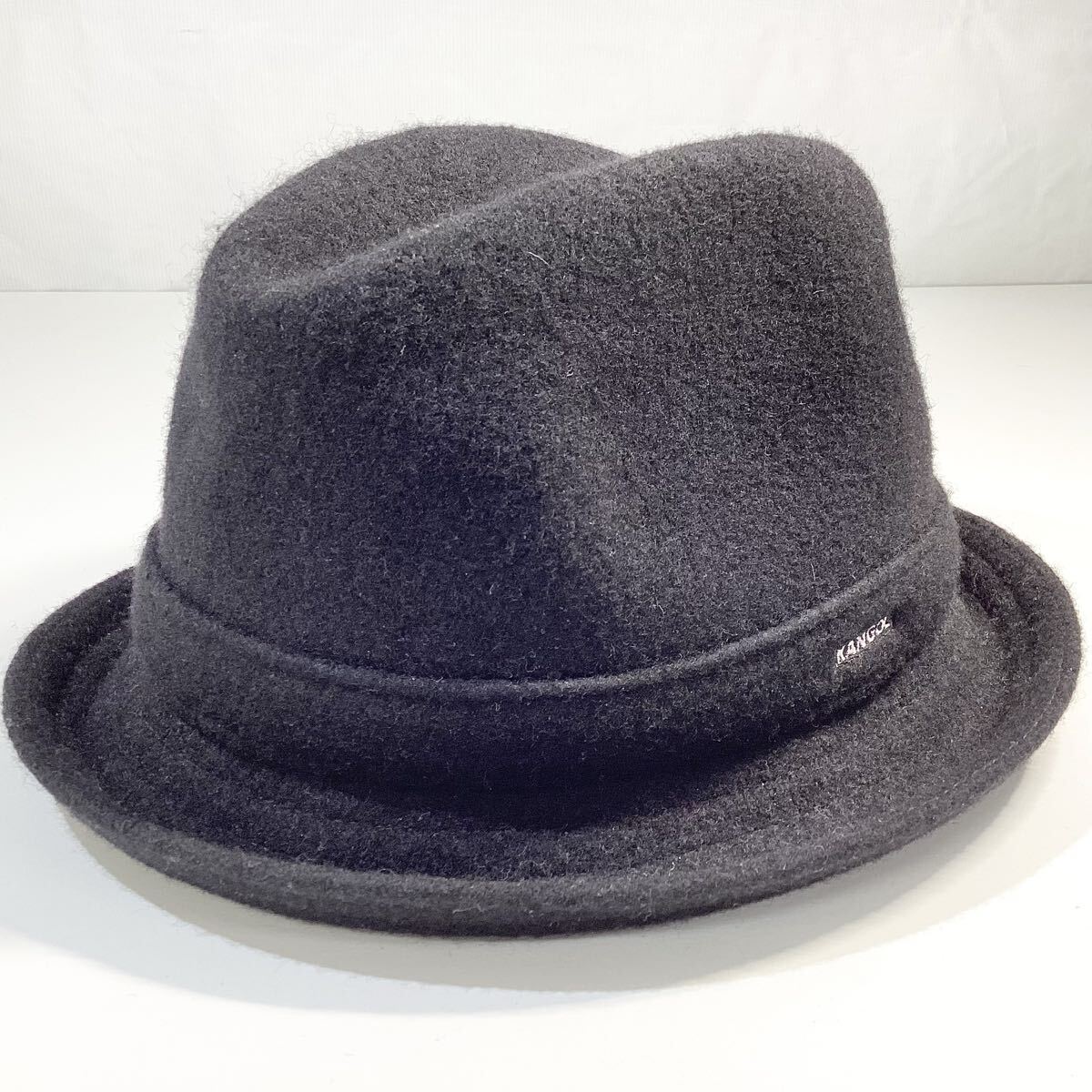 カンゴール KANGOL ウールプレーヤー Wool Player ハット 帽子 Lサイズ 6447BC ブラック 黒 メンズ ウール フェルト生地 ロゴ入り 中古品