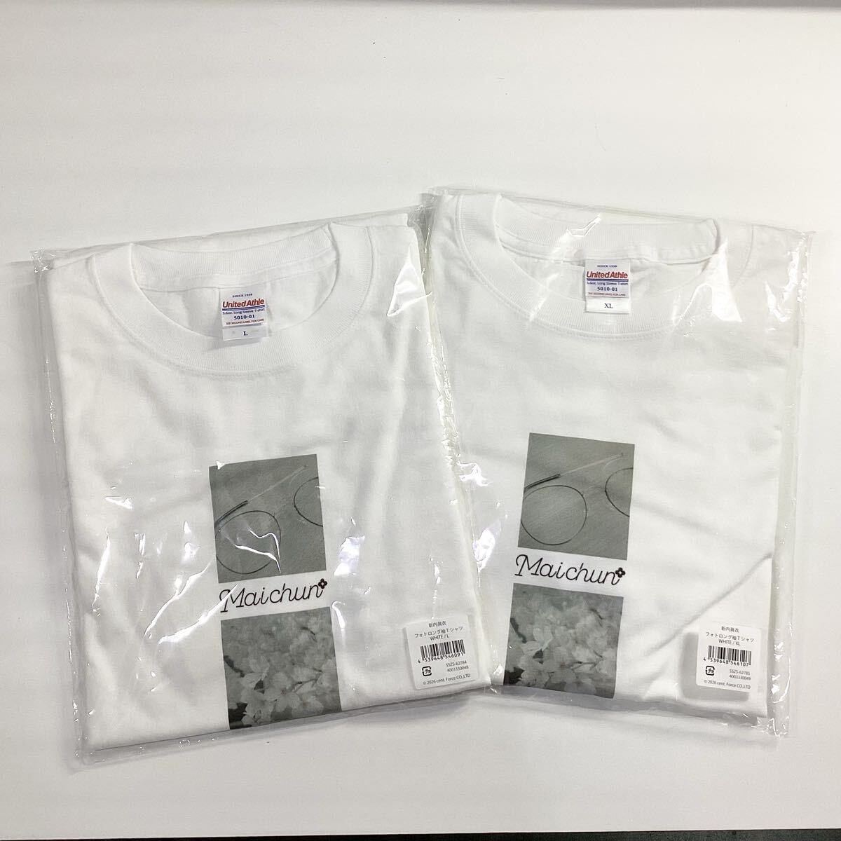 【新品未使用】新内眞衣 しんうちまい 乃木坂46 アイドル フォトロング袖Tシャツ ロンT 服 WHITE ホワイト L XL ユニセックス 2枚セット