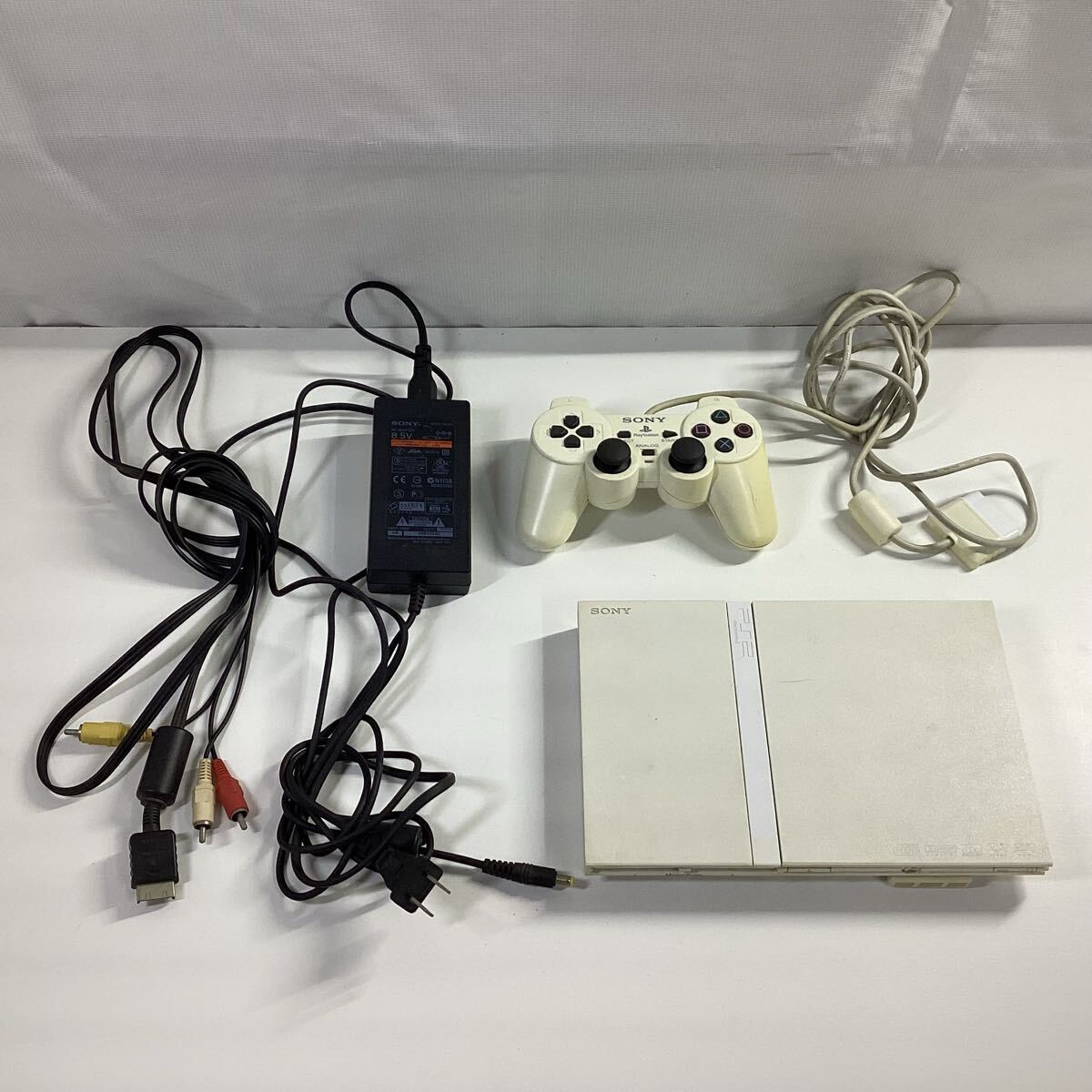 【通電確認済み】SONY ソニー PlayStation2 PS2 プレーステーション2 プレステ2 SCPH-75000 薄型 ホワイト 白 本体 ゲーム機 セット