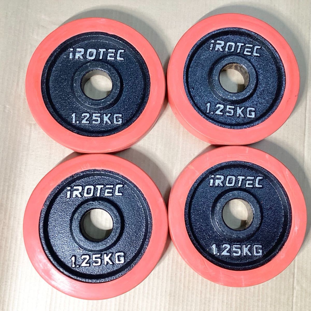 IROTEC 1.25kg ラバープレート 4枚 セット ダンベル トレーニング 筋トレ まとめ 中古品 計5kg マッスル 筋肉 ダイエット 健康 スポーツ